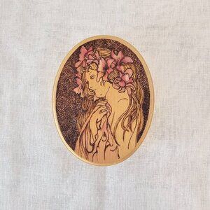 Oval Art Nouveau Burned Jewelry Box